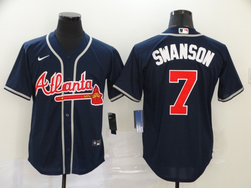 Men's Atlanta Braves Dansby Swanson #7 Navy Jersey
